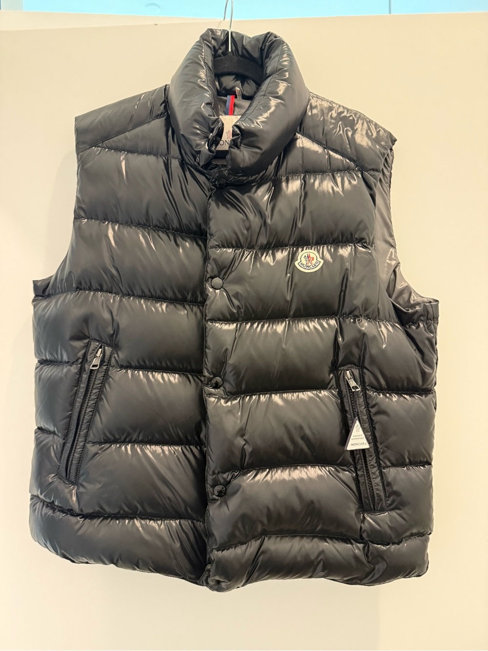 Moncler Men's Black Shiny Quilted Down Vest